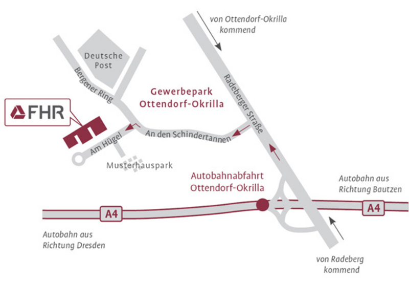Anfahrtskarte Standort Ottendorf-Okrilla